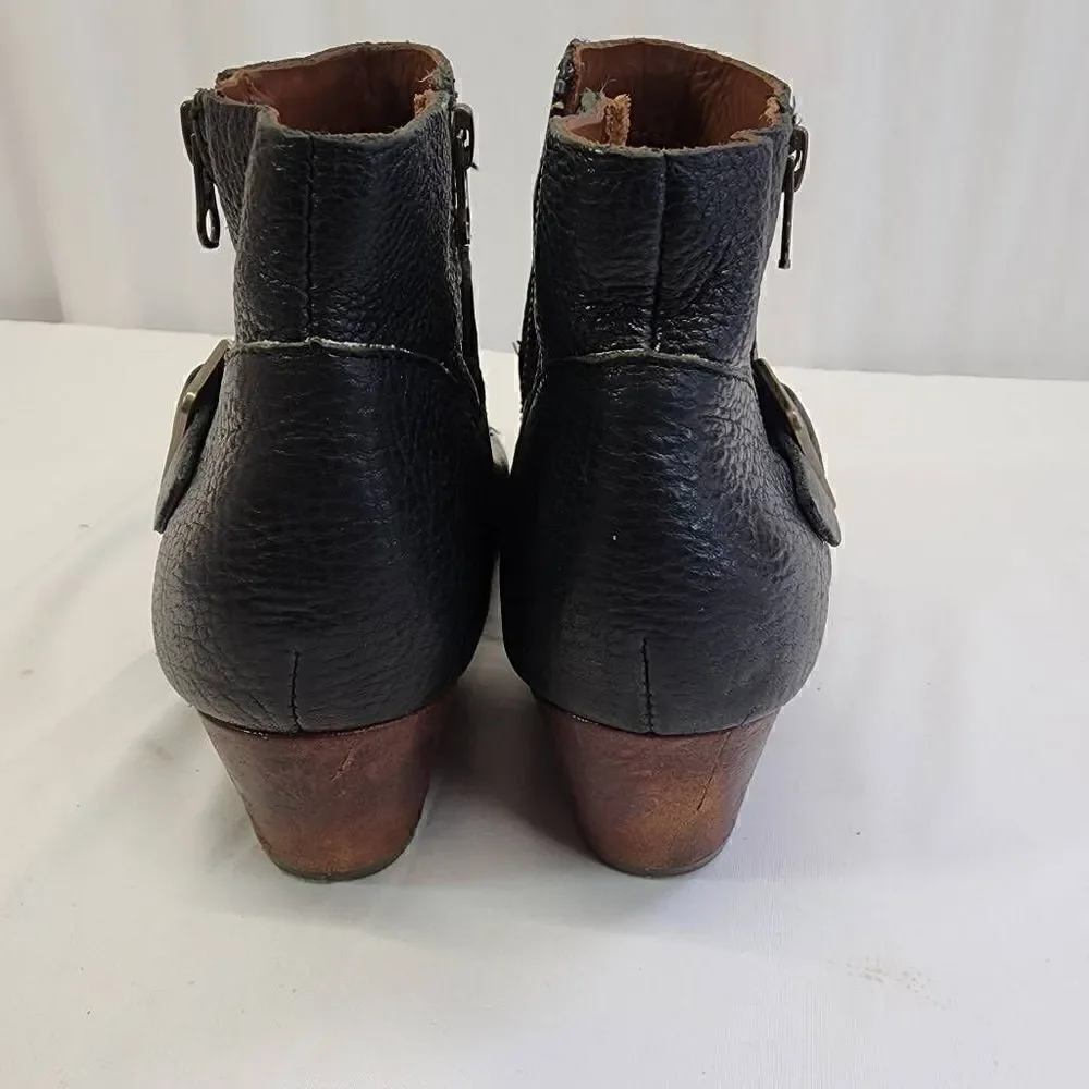 Kork Ease Boots Womens Isa Black Full Grain Leather Heeled Ankle Booties 7.5